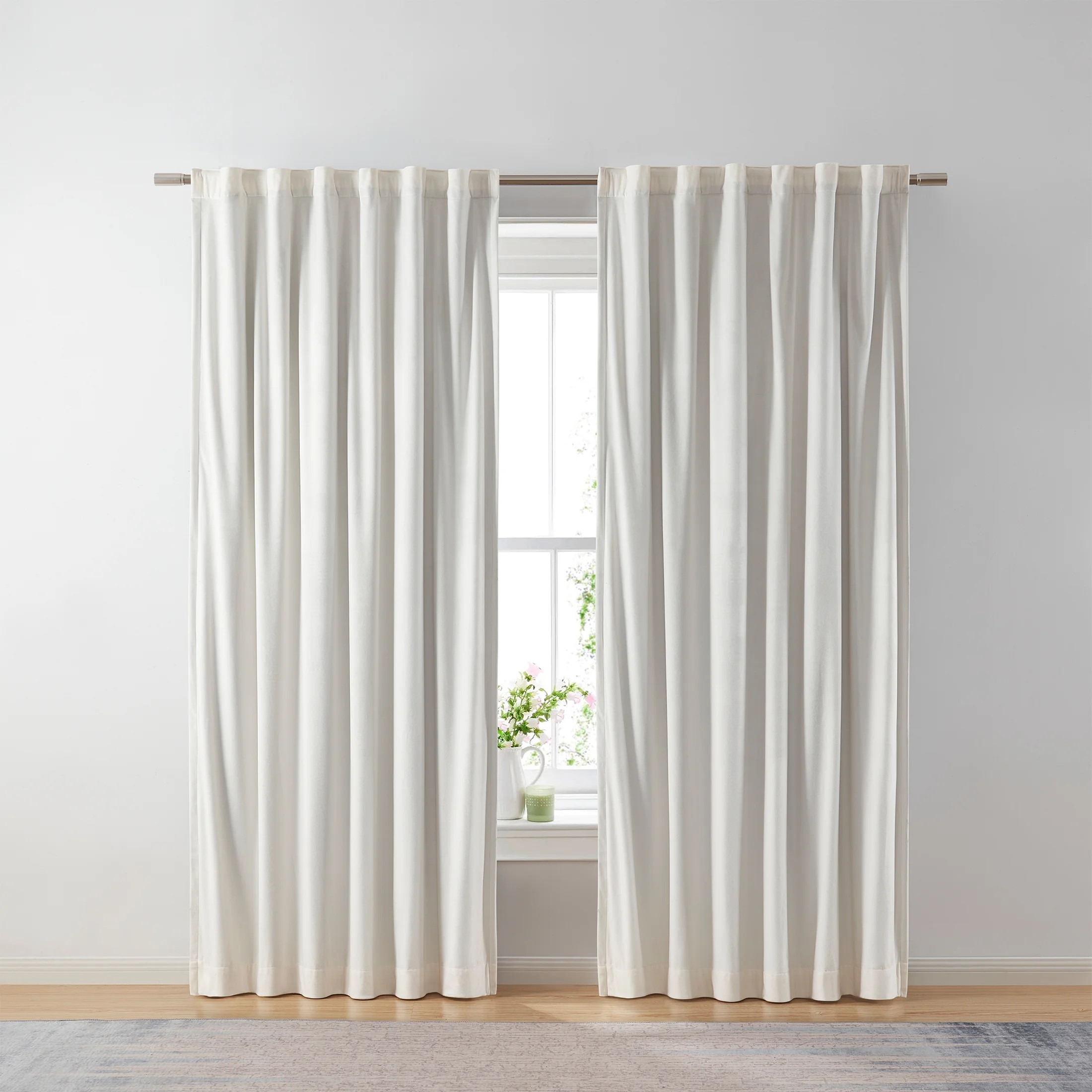 Better Homes & Gardens Velvet Rod Pocket 100% Blackout Curtain, Off White, 52" W x 84" L | Walmart (US)