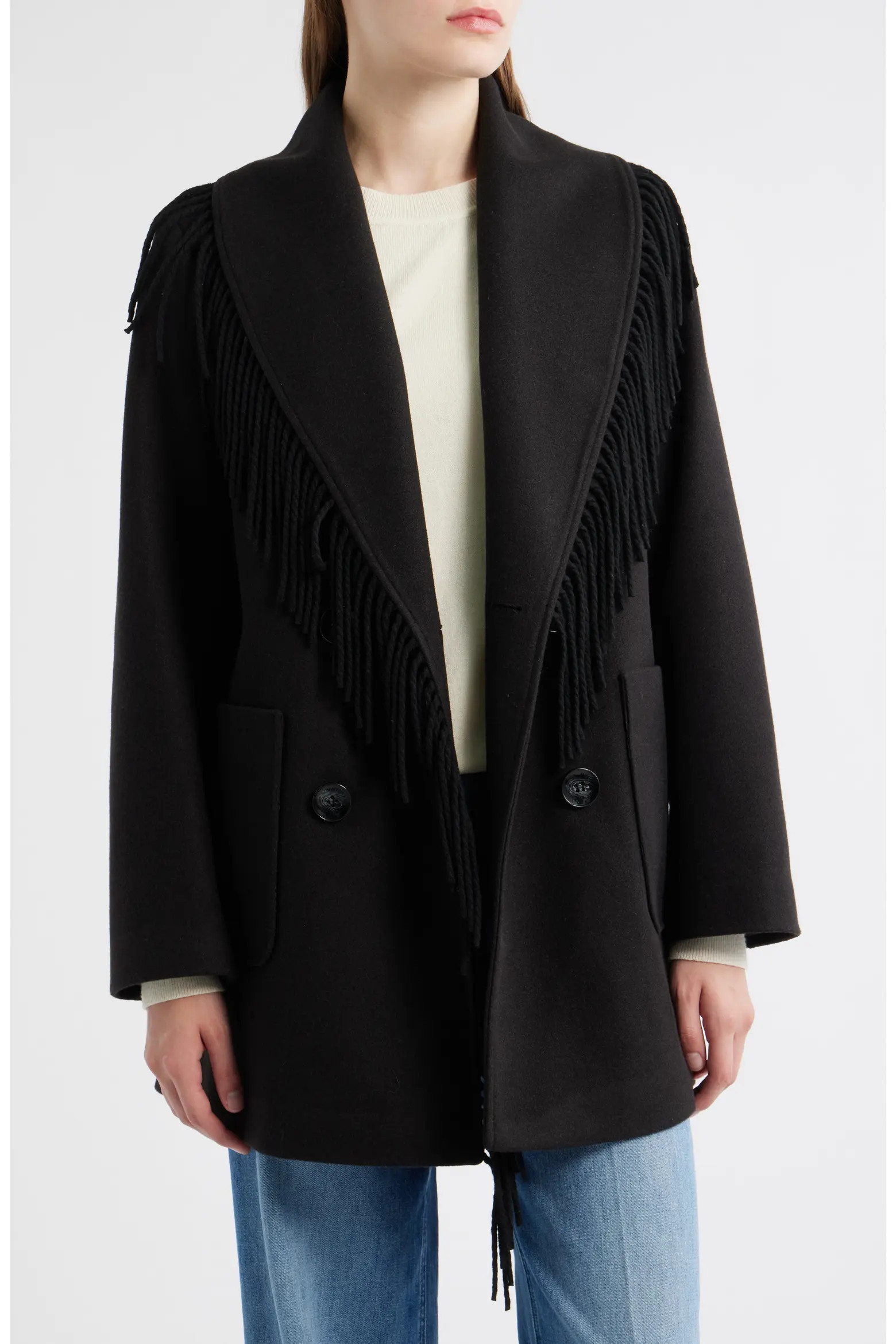 Fringe Shawl Collar Coat (Women) | Nordstrom | Nordstrom