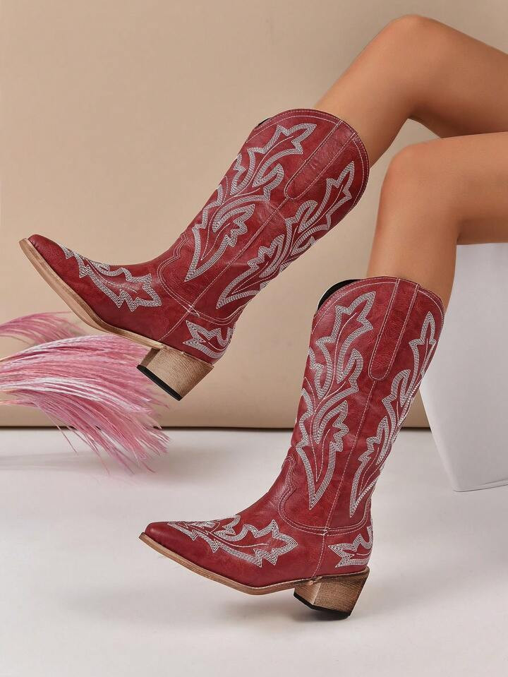 Fairycore Women Stitch Detail Slip On Western Boots, Cool Outdoor Fashion Boots | SHEIN