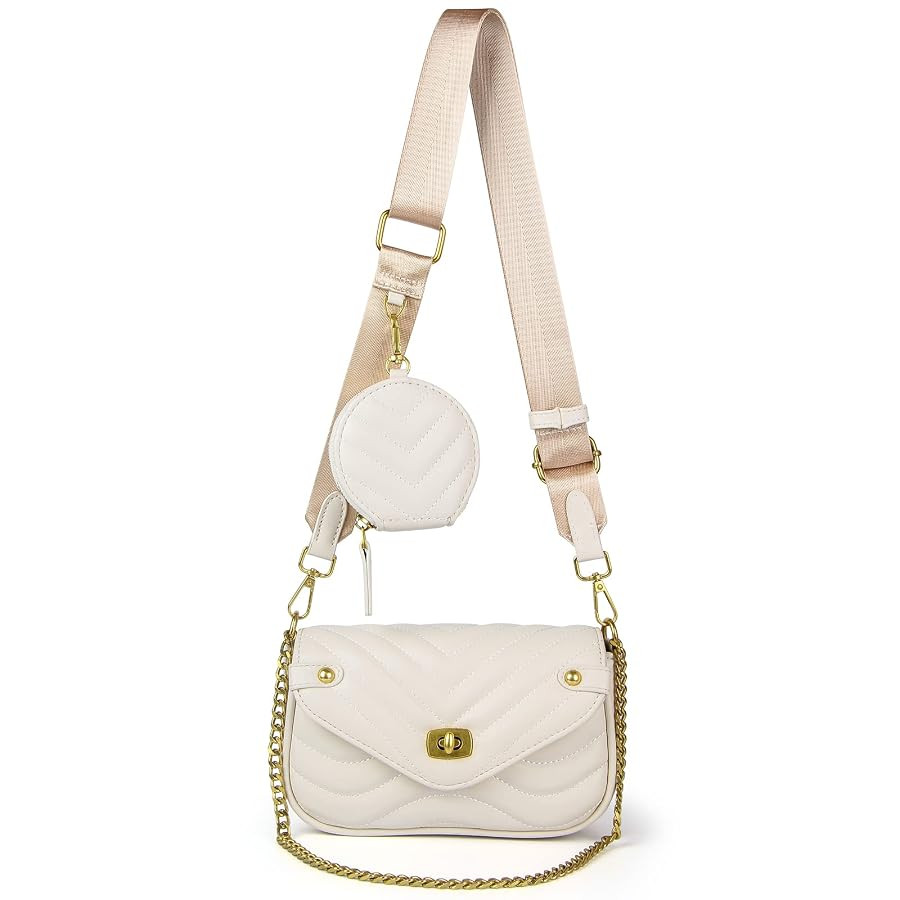 Small Crossbody Purses for Women Pu Leather Chain Quilted Handbag Designer Shoulder Bags Coin Cel... | Amazon (US)