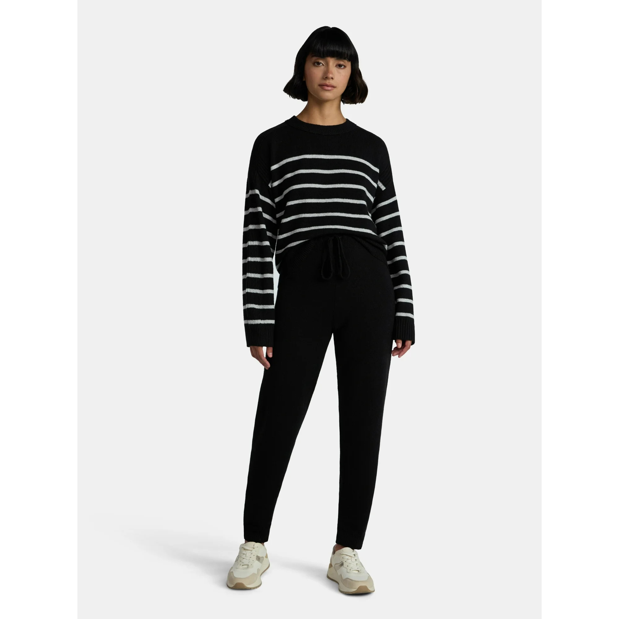 Time and Tru Women's Striped Sweater and Jogger Pants Set, Sizes XS-XXXL | Walmart (US)