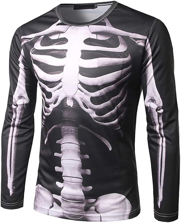GRAJTCIN 3D-Print Skeleton Long Sleeve Unisex T-Shirt | Amazon (US)