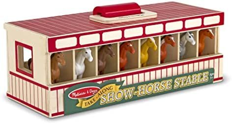 Melissa & Doug Take-Along Show-Horse Stable Play Set With Wooden Stable Box and 8 Toy Horses - Ho... | Amazon (US)