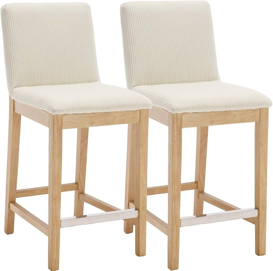 chairus Counter Bar Stools Set of 2 Fabric High Bar Stool Chair Linen Upholstered Barstools with ... | Amazon (US)