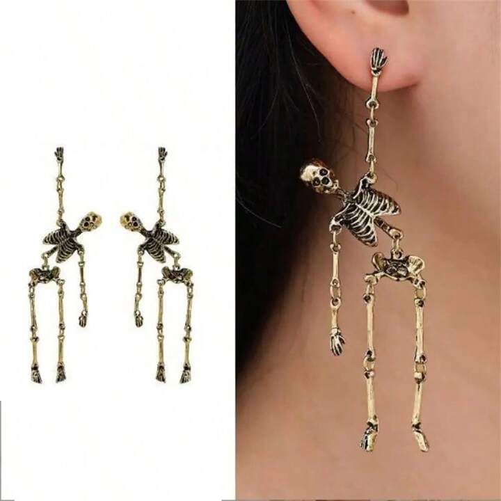 1pair Retro Gothic Halloween Skeleton Earrings For Women, Punk Party Jewelry | SHEIN USA | SHEIN