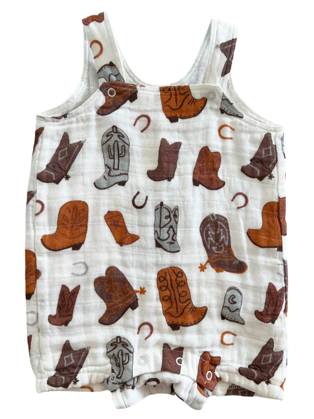 Muslin Overall Shortie, Cowboy Boots | SpearmintLOVE
