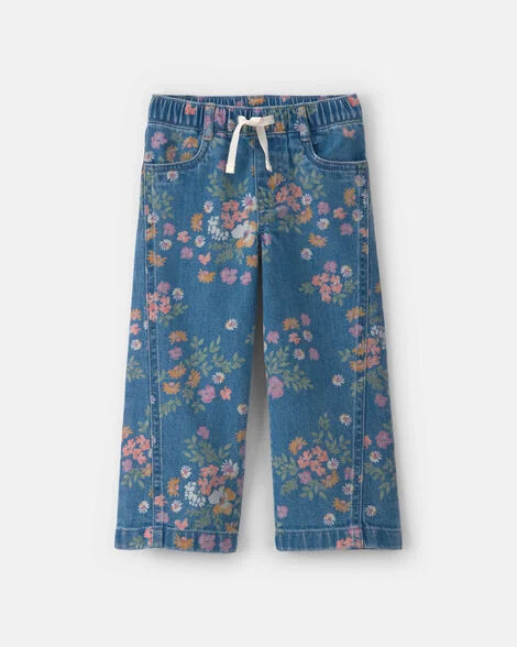 Toddler Girl Floral Denim Wide-Leg Jeans - Dark Wash - OshKosh B'gosh | Carter's | Carter's Inc