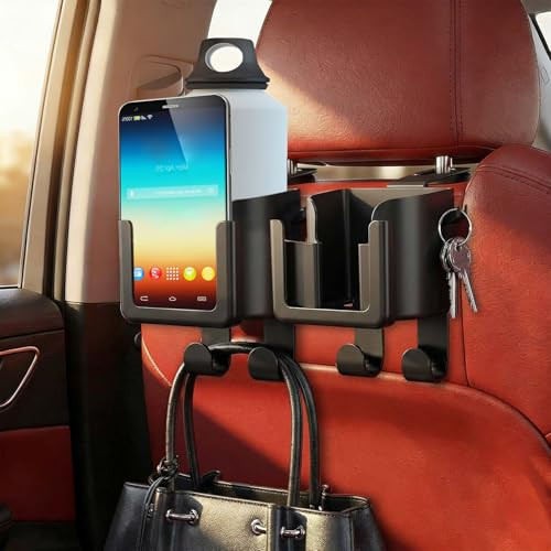 Lxsloet 2PCS Multifunctional Car Cup Holder + Car Phone Holder + Car Purse Hook, Back Seat Cup Holders for Cars, Hanging Back Seat Car Organizer, Large Capacity Auto Accessories for Most Vehicles | Amazon (US)