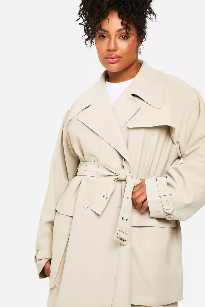Plus Belted Trench Coat | boohoo (US & Canada)
