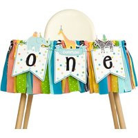 Party Animal First Birthday High Chair Banner, Personalized Safari Decor | Etsy (US)