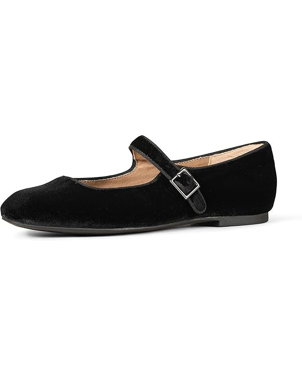 Amazon Essentials Women's Velvet Mary Jane Ballet Flat with Buckle Strap | Amazon (US)