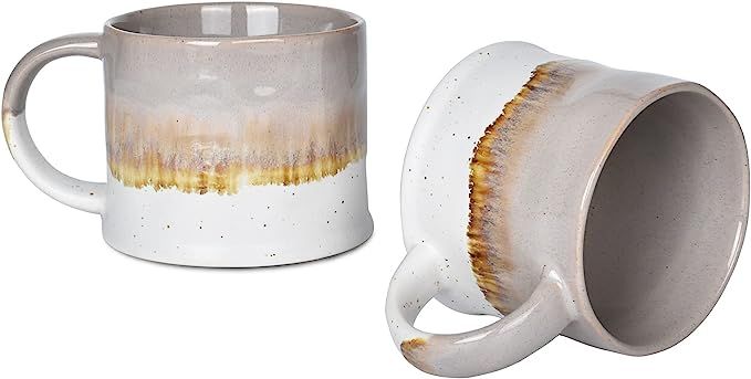 Bosmarlin Large Stoneware Coffee Mug Set of 2, 15 oz, Big Tea Cup for Office and Home, Dishwasher... | Amazon (US)
