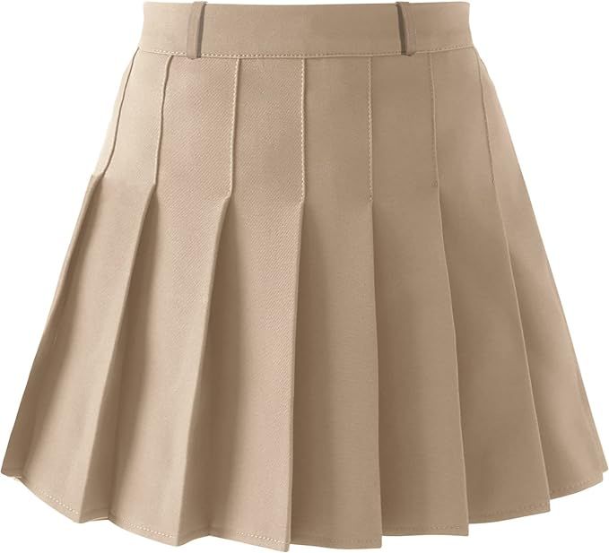 SANGTREE Girls Women's Pleated Skirt, Elastic Waist Uniform Skirt Plus Size, 2 Years - US 4XL | Amazon (US)