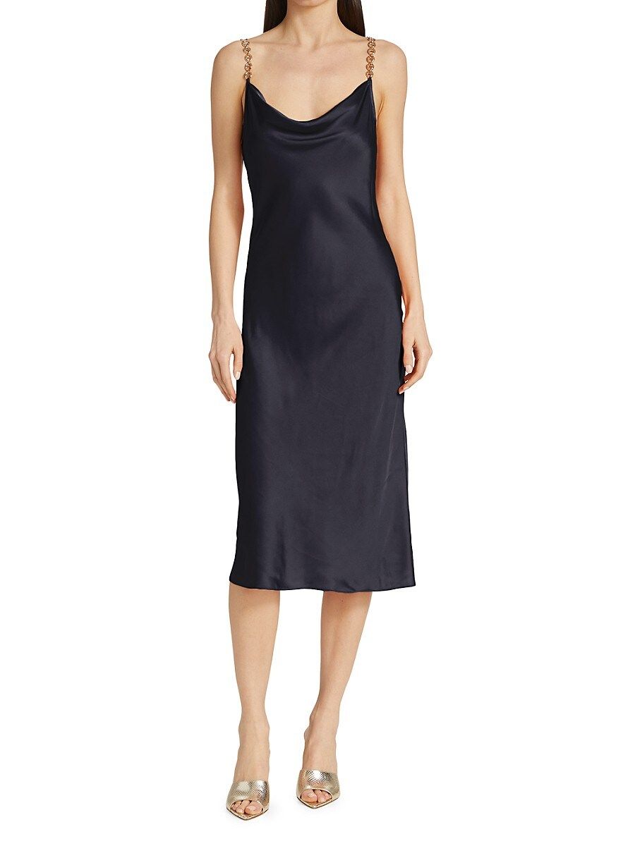 L'AGENCE Women's Amina Satin & Chain Link Midi Dress - Black - Size 6 | Saks Fifth Avenue OFF 5TH