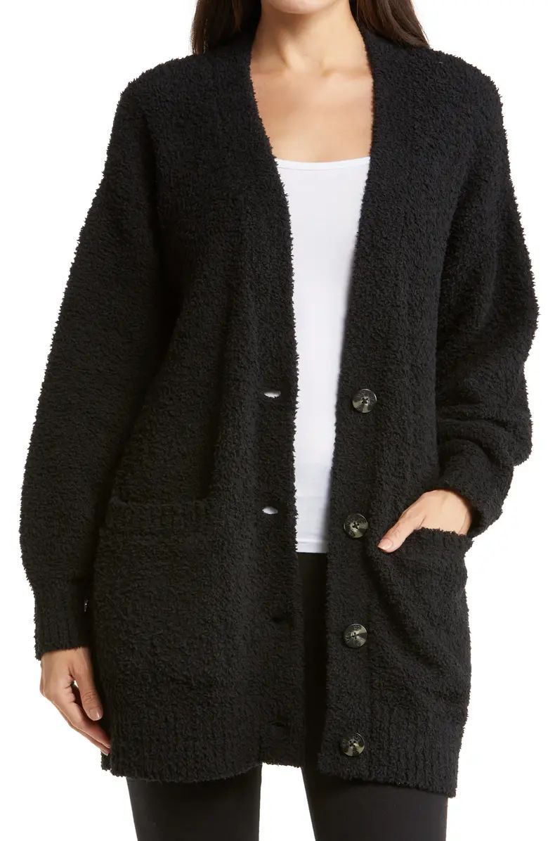 A plush, fluffy knit delivers big-time coziness in this long cardigan that's as great snuggled on... | Nordstrom
