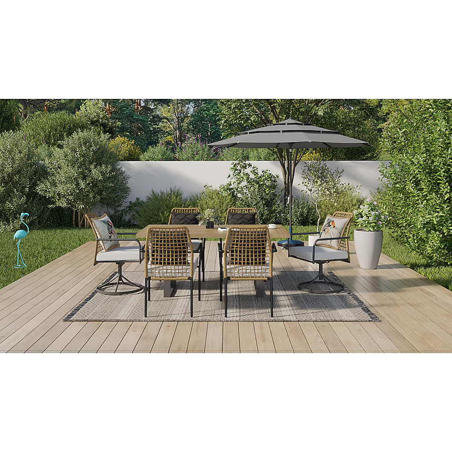 Origin 21 Clairmont 7-Piece Patio Dining Set with Cream Cushions | Lowe's