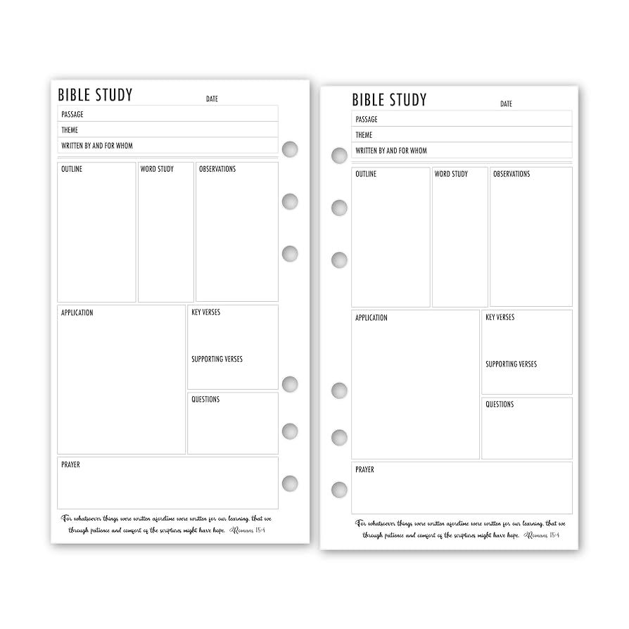 Personal Bible Study Planner Insert Refill, 3.74 x 6.73 inches, Pre-Punched for 6-Rings to Fit Fi... | Amazon (US)