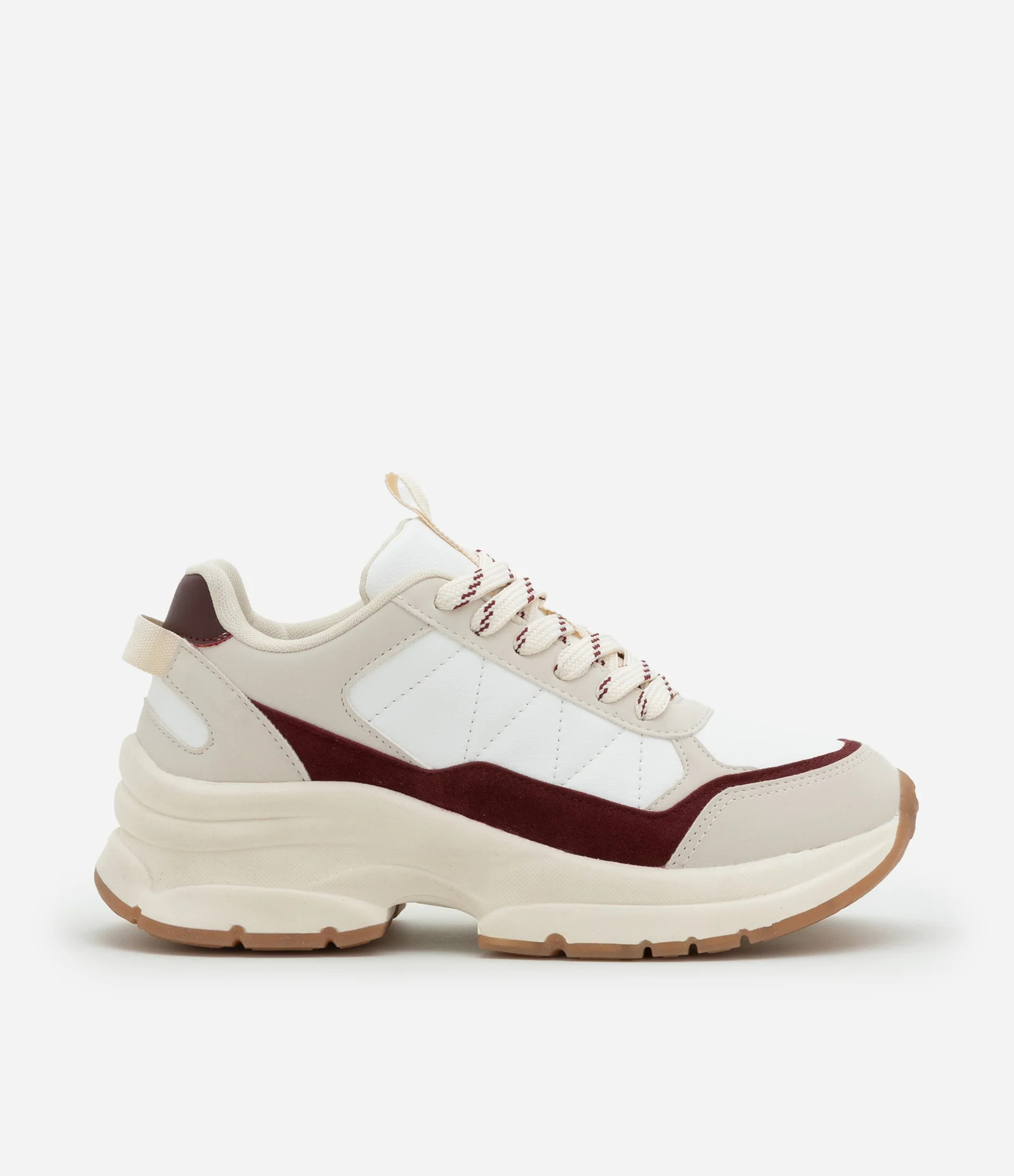 Tênis Jogging com Detalhes de Camurça e Atacador Off White/Bege/Vinho - Lojas Renner | Renner (BR)