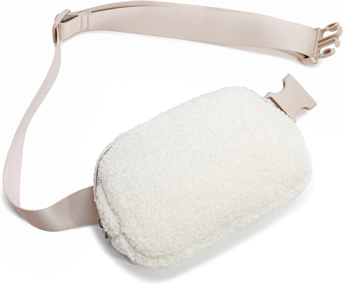 Amazon.com | FODOKO Fleece Belt Bag, Sherpa Crossbody Bag Fanny Pack for Women Fashionable Everyw... | Amazon (US)
