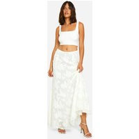 Womens Burnout Floral Sweeping Bias Maxi Skirt - White - 12 | boohoo (US & Canada)