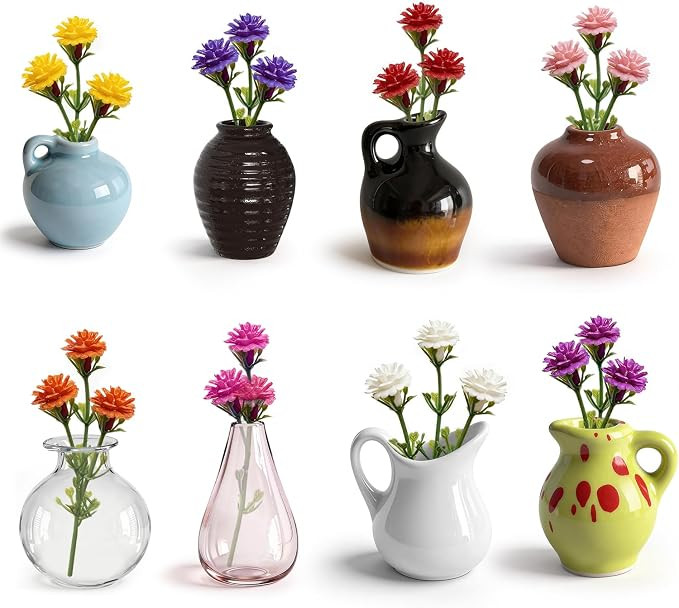 Cute Mini Ceramic Vase Magnets for Fridge, Funny Small Plant Magnets, Tiny 3D Plant Vase for Refr... | Amazon (US)