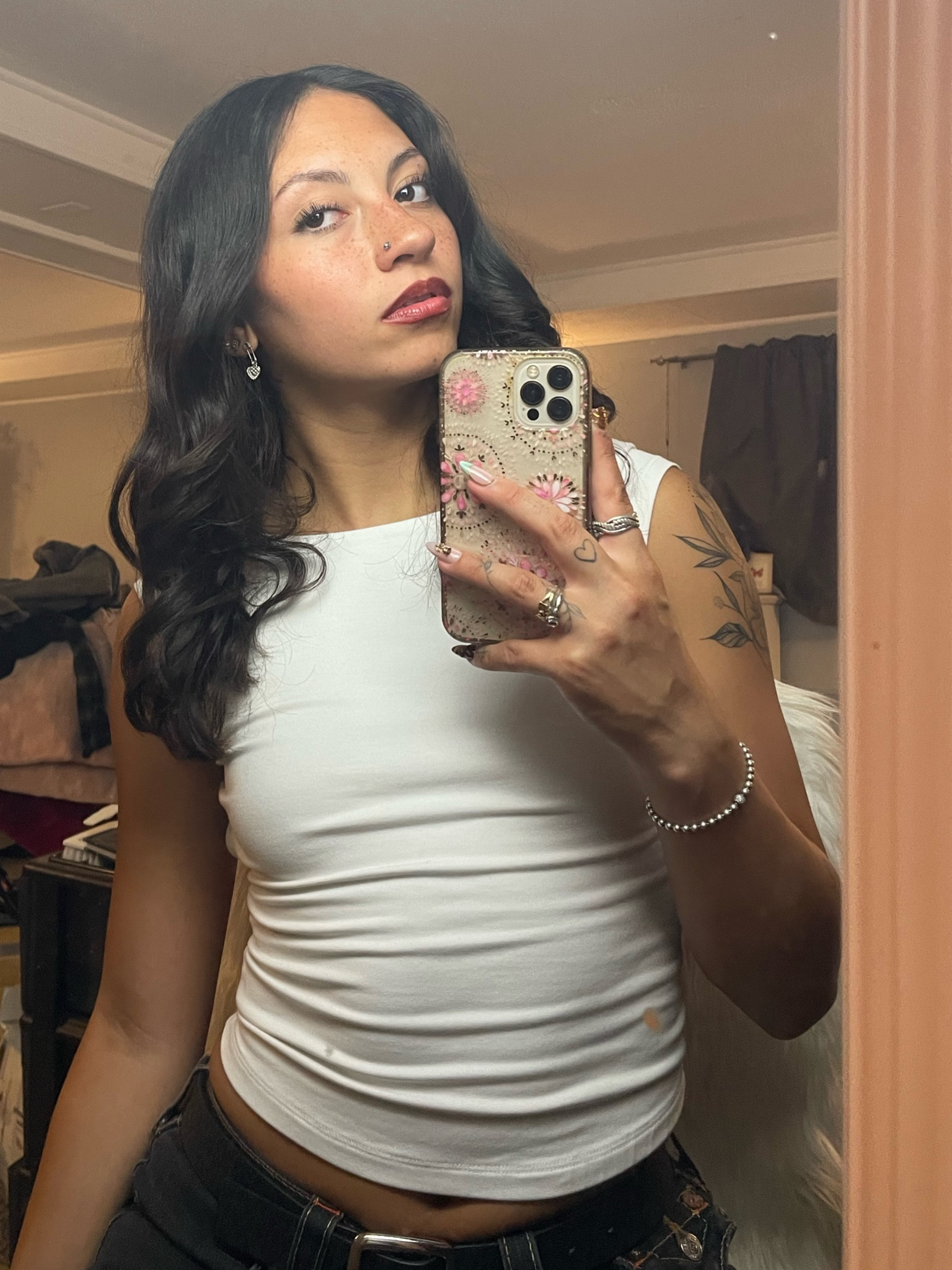 Night out fit 🖤✨
~ Top from GARAGE. Backless white short sleeve. 
~ Thrifted vintage True Religion Low-Rise Bootcut Jeans. (I found VERY similar ones that I tagged as exact because they have similar red stitch detailing!❤️ A MUST!) 

Style Tip: Pair with a simple black heel and an updo hairstyle would top it off!! I would definitely wear a mini black purse to tie the dark tones together. 

#LTKBacktoSchool #LTKStyleTip #LTKxNSale