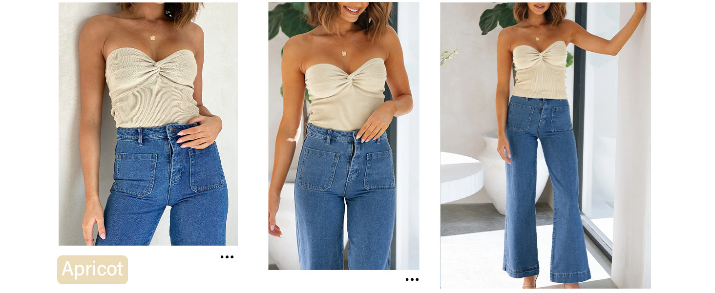 EFAN Womens Tube Tops Summer Twist Knot Front Knit Bandeau Strapless Ribbed Sleeveless Y2K Crop T... | Amazon (US)