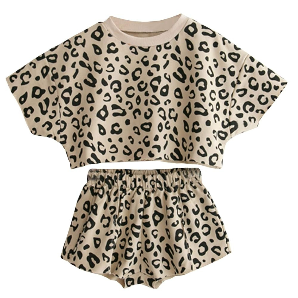 Toddler Baby Girls Leopard Print Summer Clothes Set T-Shirt and Short Pants 2pcs Outfits | Amazon (US)