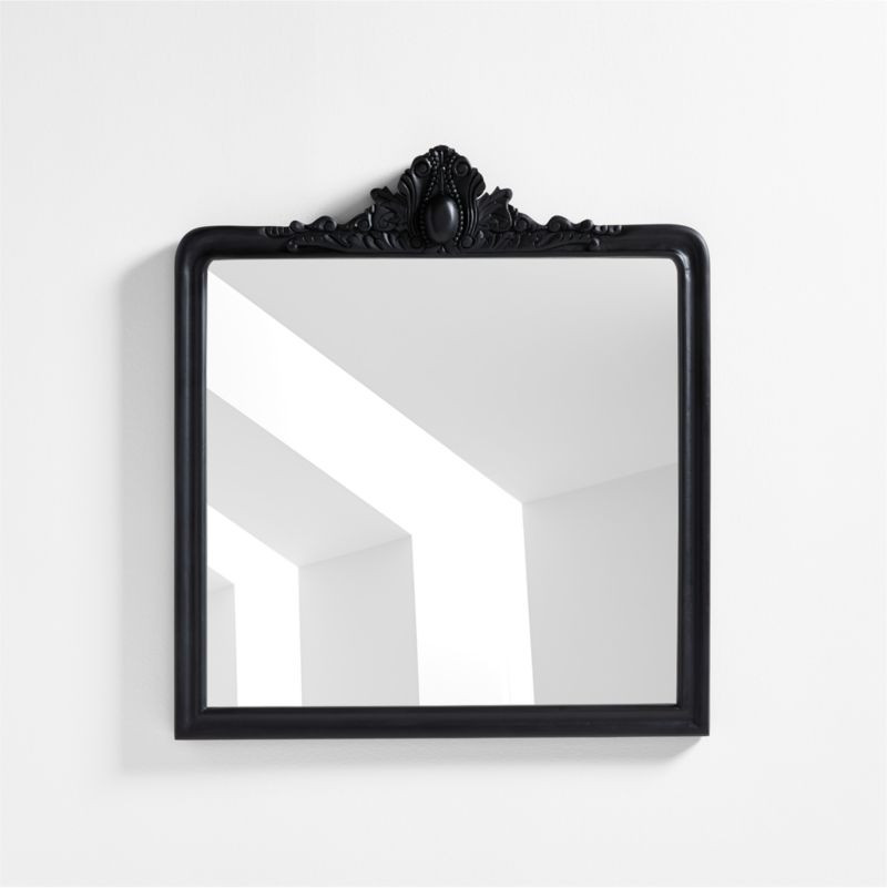 Levon Black Carved Wood Wall Mirror by Leanne Ford + Reviews | Crate & Barrel | Crate & Barrel
