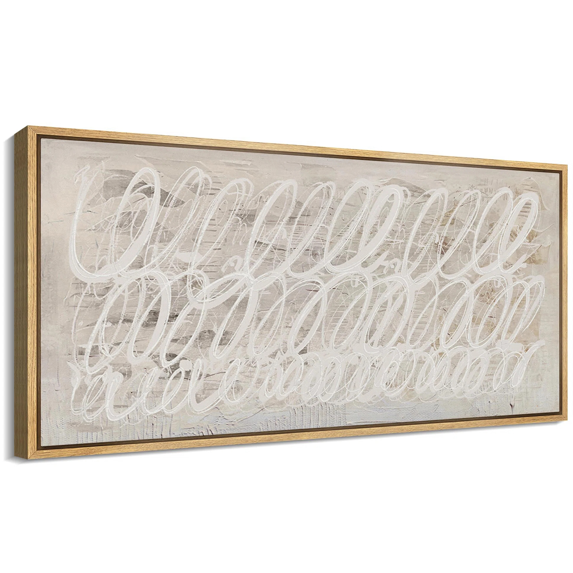 Geometric Line " White Abstract Calligraphy Antique Retro Fine Art Colorful Bedroom Extra Large W... | Wayfair North America