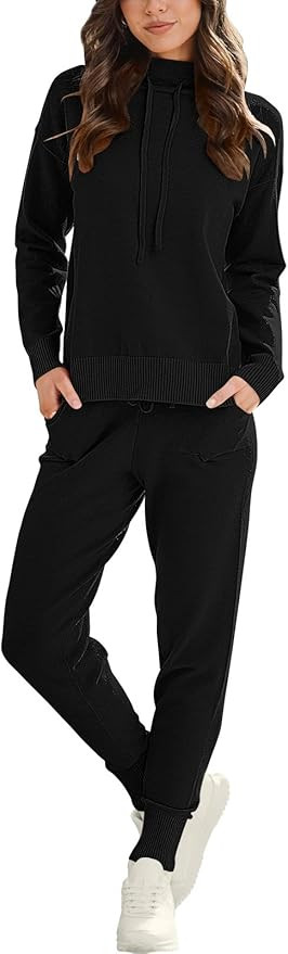 ANRABESS Women's Two Piece Outfits Long Sleeve Turtleneck Pullover Top & Drawstring Pants Sweatsu... | Amazon (US)