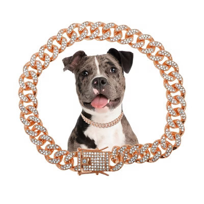 Unique Bargains Durable Rhinestone Dog Chain 12" Rose Gold Tone 1 Pc | Target