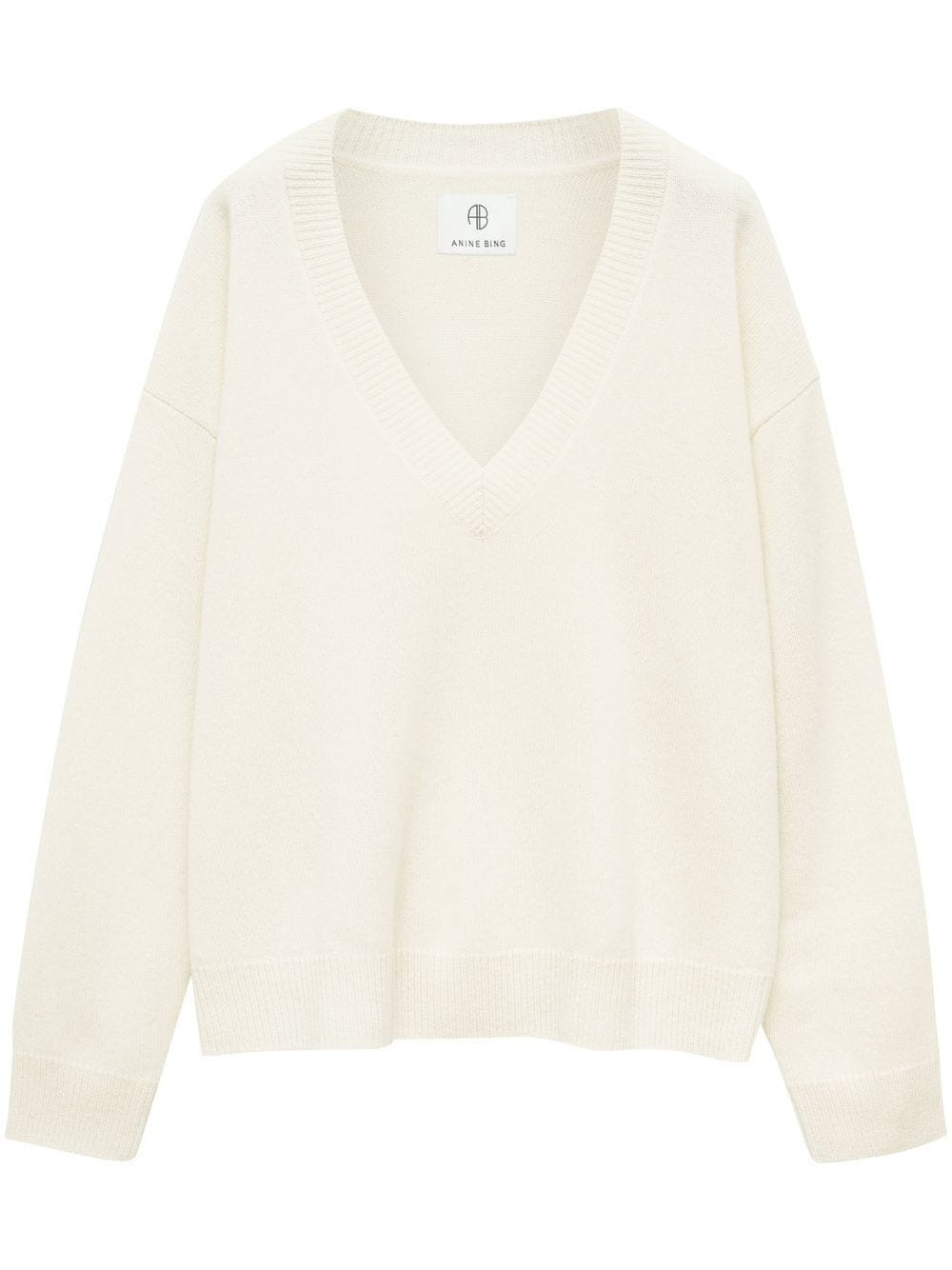 ANINE BING Lee V-neck cashmere jumper - White | Farfetch Global