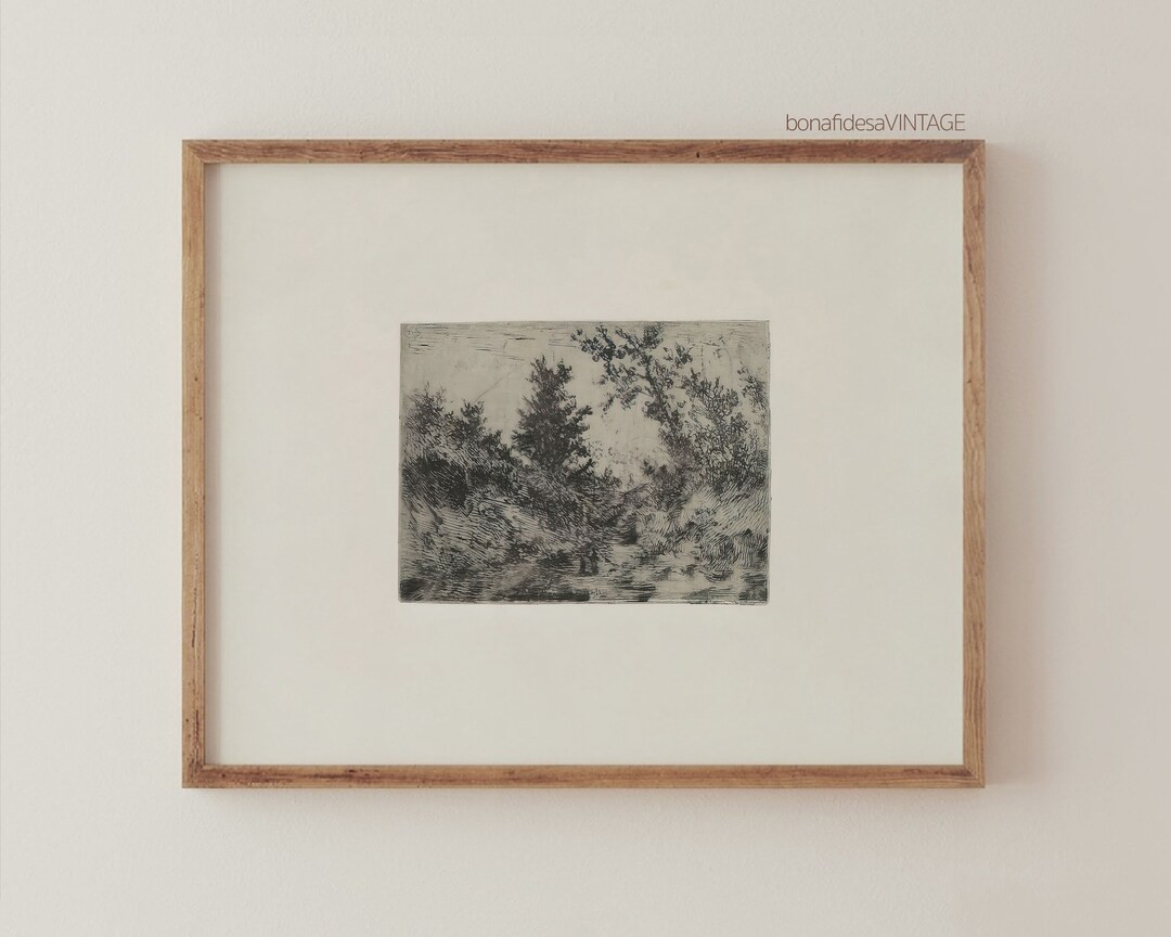 Antique Sketch of a Forest, Downloadable Vintage Etching Print, Printable Fine Art, Printable Wal... | Etsy (US)