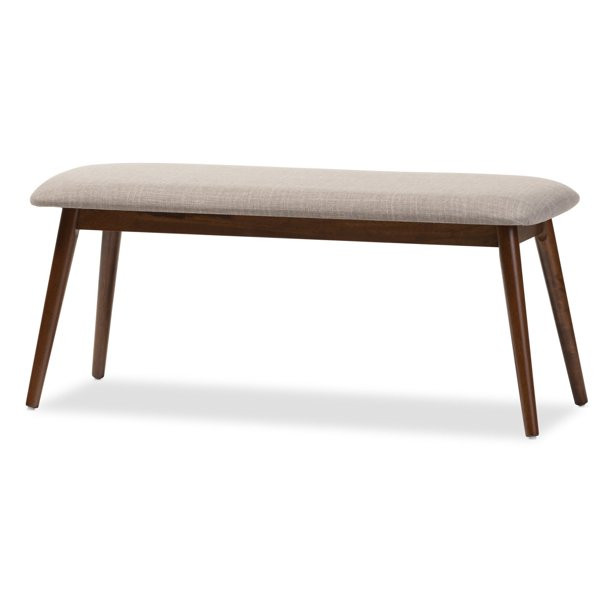 Baxton Studio Mid-Century Modern Upholstered Flora Dining Bench, Light Gray - Walmart.com | Walmart (US)