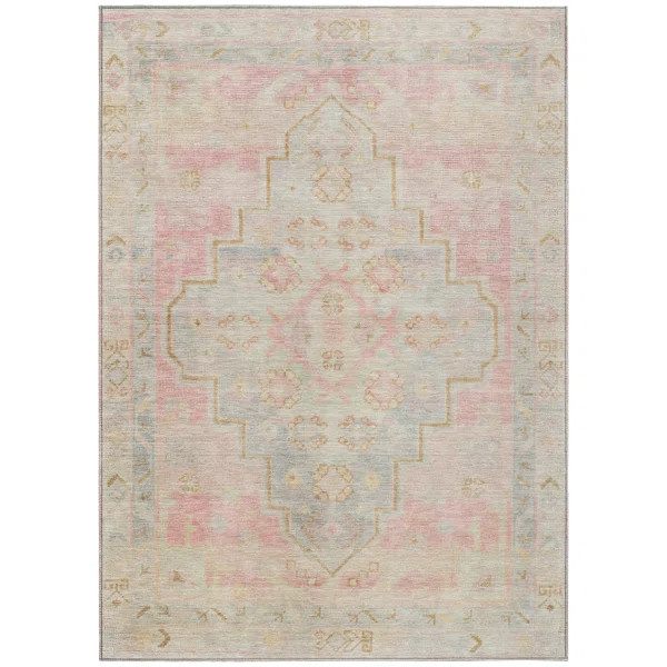 Machine Washable Indoor/Outdoor Xhevrie Pink Rug | Wayfair North America