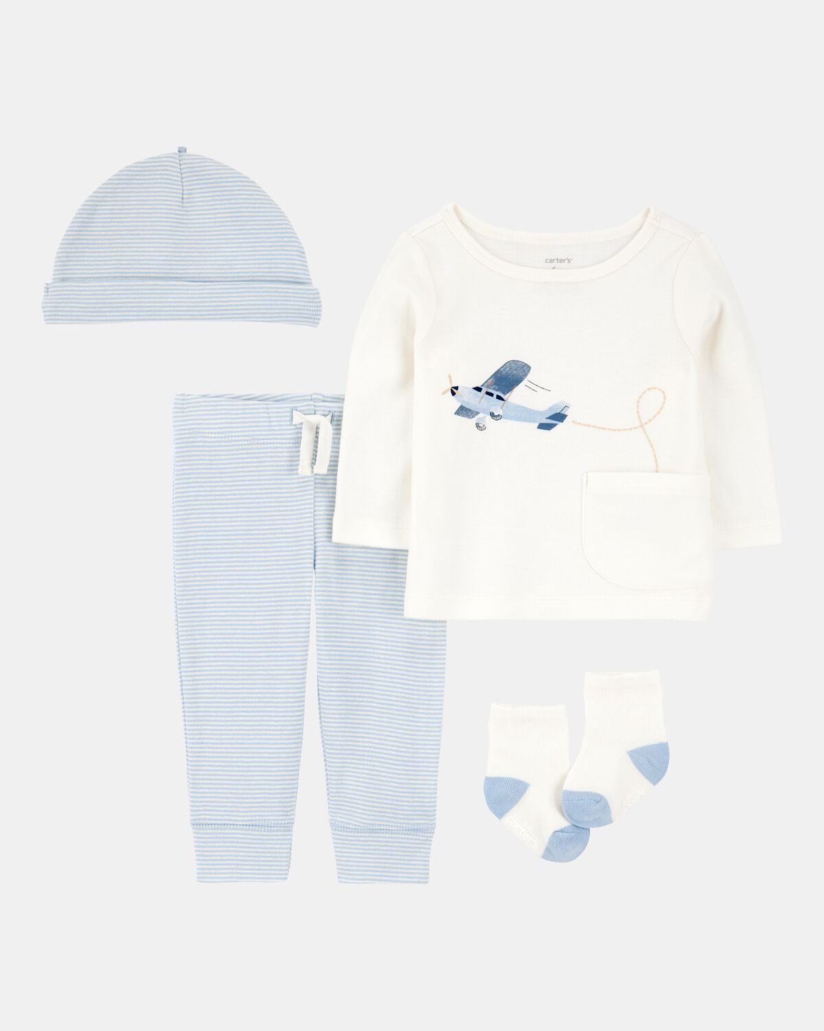 Baby 4-Piece Airplane Print Outfit Set - Blue | Carter's Inc