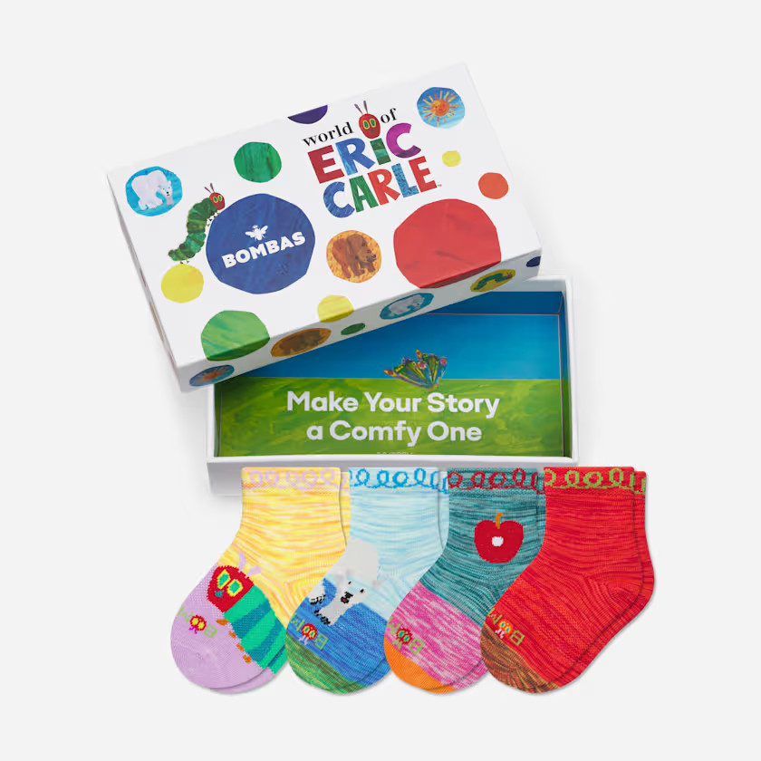 Toddler Eric Carle Lightweight Calf Sock 4-Pack Gift Box | Bombas