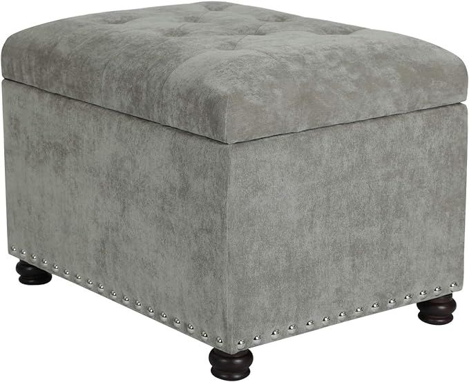 Joveco 24" Ottoman with Storage for Living Room Rectangular Fabric Tufted Bench Footrest - Light ... | Amazon (US)