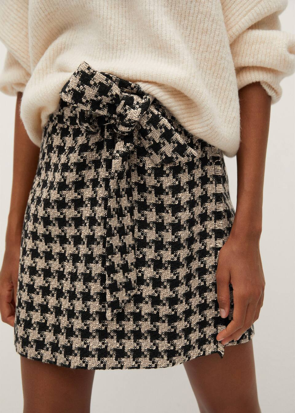 Houndstooth belt miniskirt | MANGO (US)