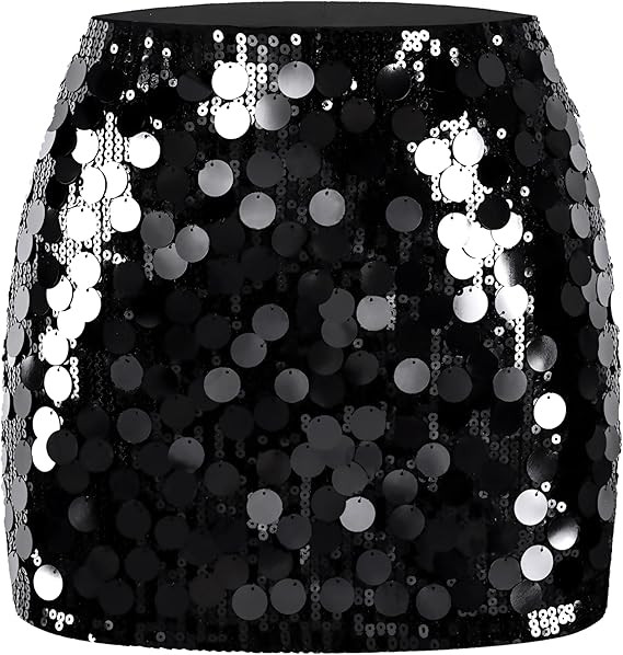 MANER Women's Sequin Mini Skirt Sparkle Stretchy Bodycon Night Out Party Skirts | Amazon (US)