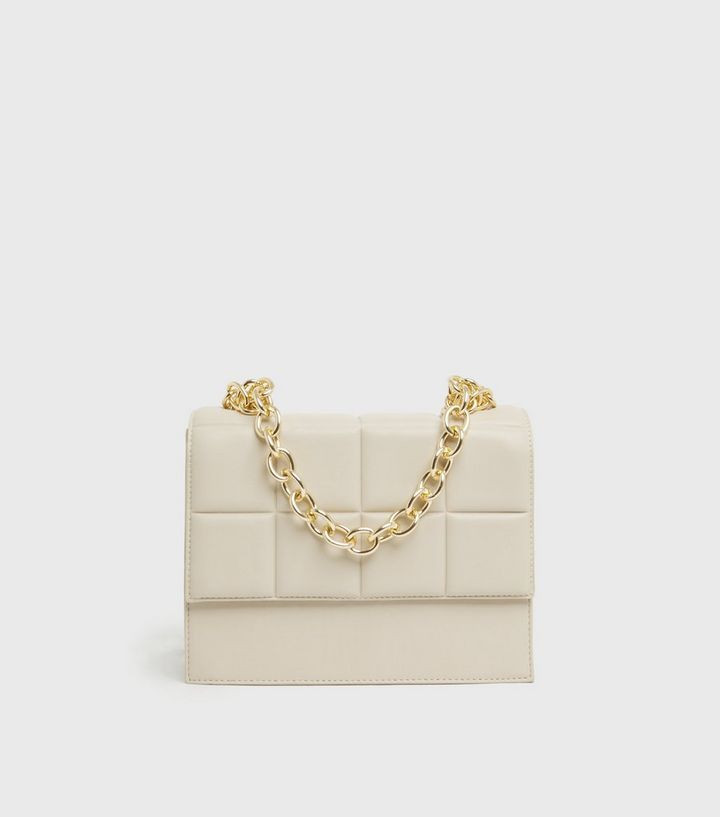 Cream Quilted Leather-Look Chain Shoulder Bag
						
						Add to Saved Items
						Remove from S... | New Look (UK)