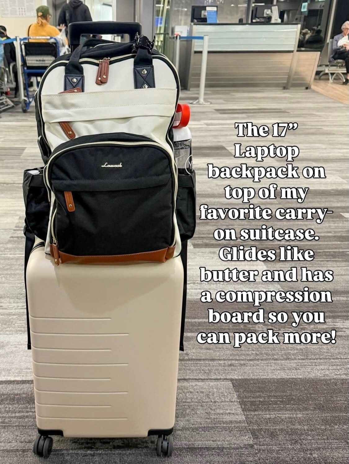 This backpack and carry-on have been on every trip with me lately. The backpack fits my 17" laptop with room to spare, and the suitcase rolls so smoothly while the compression board helps me fit more than I ever think I can.

Travel essentials, Carry-on suitcase, Laptop backpack, 17 inch laptop bag, Travel organization, Airport travel, Weekend getaway, Amazon travel finds, EverydayHolly 

 #LTKgrwm #LTKmomlife #LTKTravel