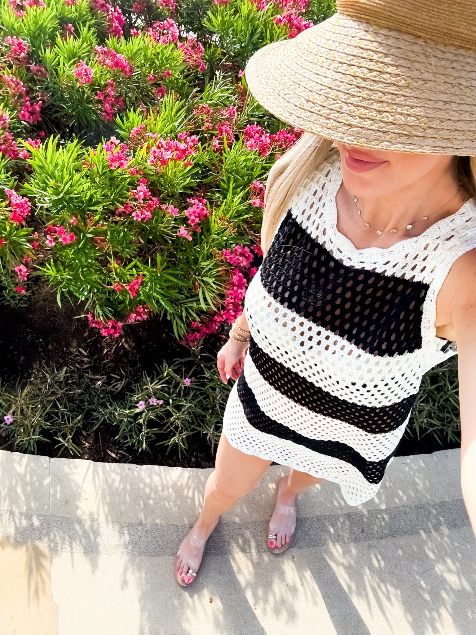 Love this black and white cover up! 🤍

Tan area rug, light brown area rug, tan ottoman, round ottoman, footrest, footstool, living room furniture, square coffee table, pleated shade floor lamp, white vase, dried flowers, dried florals, dried stems, home decor, home accents, neutral home, spring home

#LTKSaleAlert #LTKStyleTip #LTKSwim