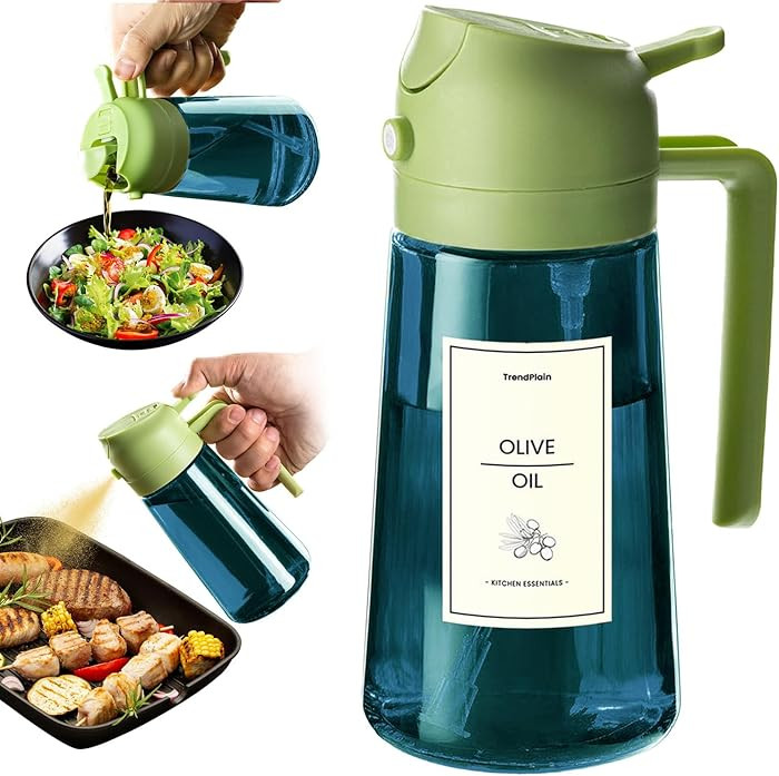 TrendPlain 16oz/470ml Blue Glass Olive Oil Sprayer for Cooking - 2 in 1 Olive Oil Dispenser for K... | Amazon (US)