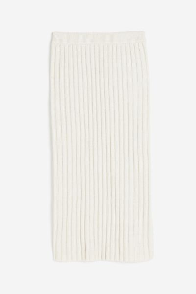 Rib-knit skirt - Natural white - Ladies | H&M GB | H&M (UK, MY, IN, SG, PH, TW, HK)