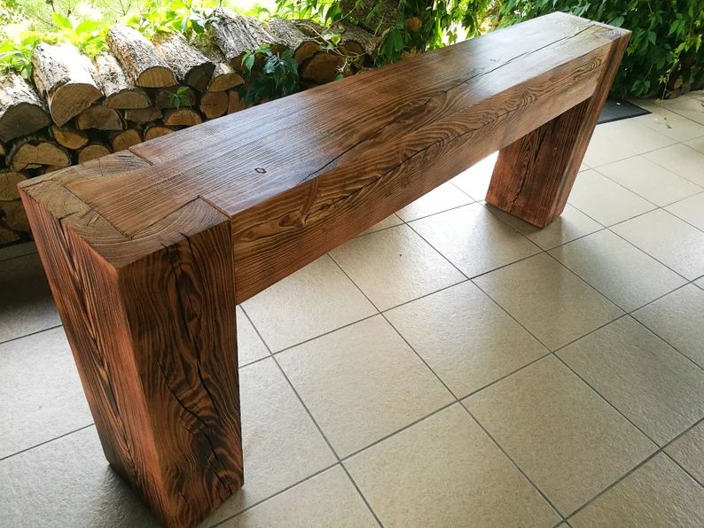 Console table made of old solid wood beams joined in dovetail. Rustic style. Modern barn farm hou... | Etsy (US)