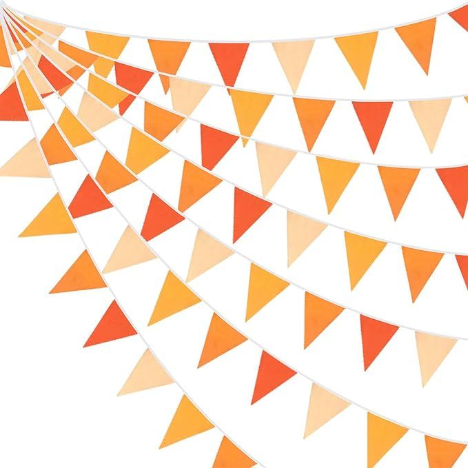 10M/32Ft Triangle Flag Fabric Banner Cotton Pennant Garland Cloth Bunting for Fall Decor Autumn W... | Amazon (US)
