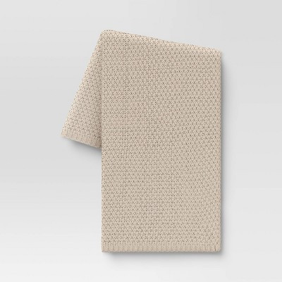 Oversized Recycled Knit Throw Blanket Off-White - Threshold™: Midweight, Machine Washable, 50x70" | Target