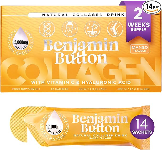 Benjamin Button 12,000mg Marine Collagen Liquid Shots| High Strength Hydrolyzed Marine Collagen P... | Amazon (US)